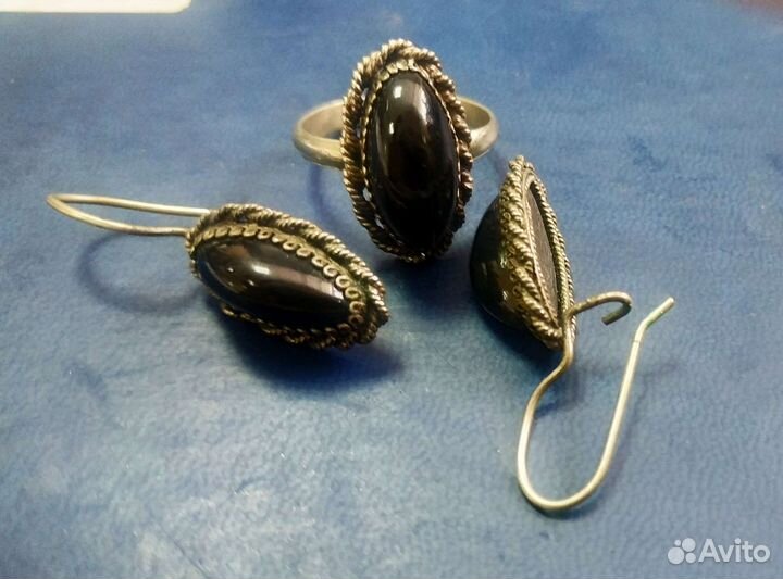 Винтажные комплект СССР с натуральным камнем