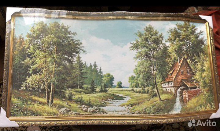 Картина-постер в раме «Мельница»