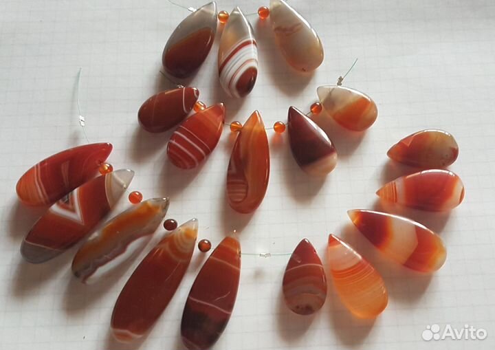 Набор бусин натурального агата для колье