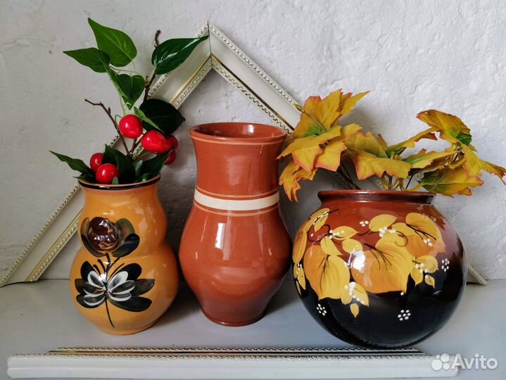 Крынка ваза кашпо обливная керамика СССР, от