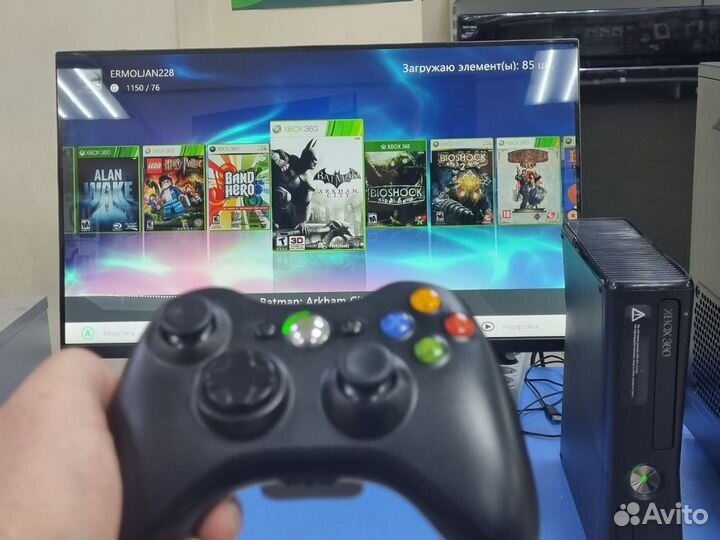 Прошитая xbox360S 500gb + много крутых игр