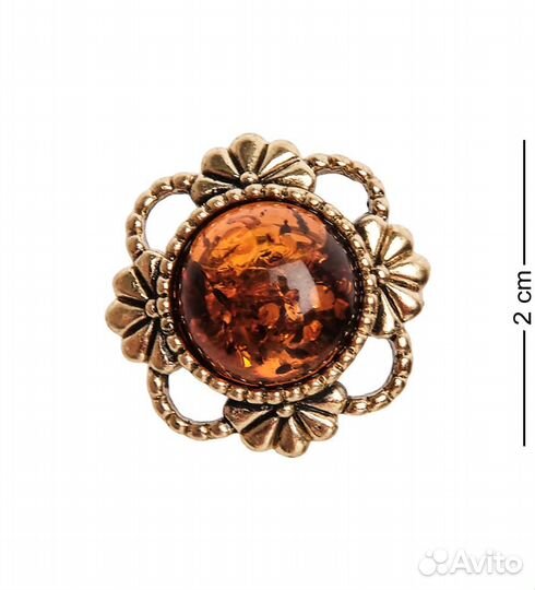 Кольцо Виолла круг (латунь, янтарь) A2164045