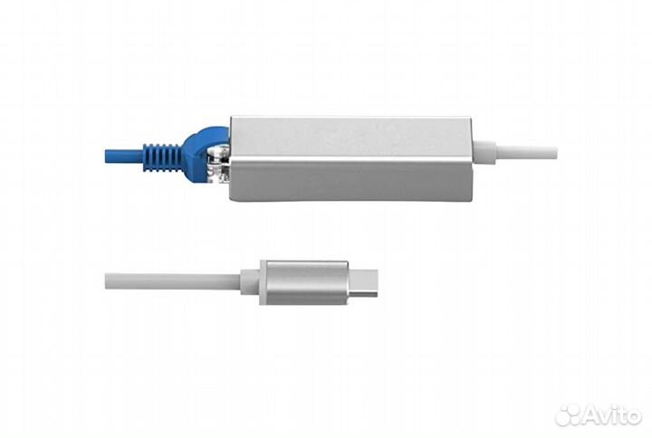 Адаптер, переходник с Type-C на RJ-45 - серебристы