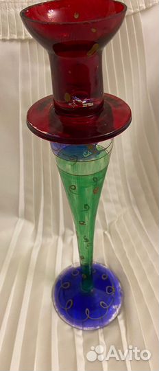 Подсвечник стекло/ ручная роспись/ Нидерланды