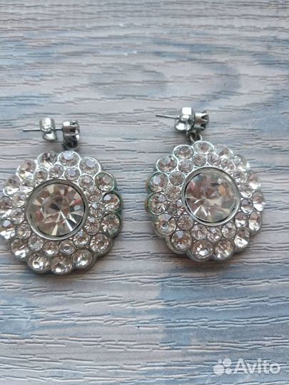 Вечерние винтажные серьги с застёжкой гвоздики