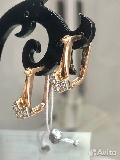 Серьги СССР с бриллиантами золото 585/3,22 гр