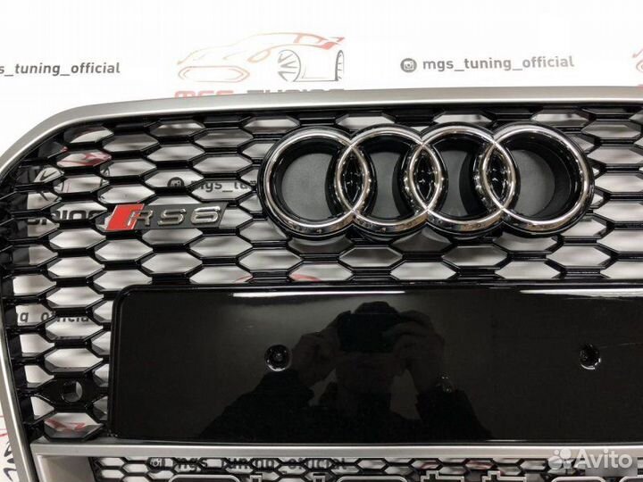 Решетка на Audi A6 в стиле RS6 кузов С7 дизайн 3