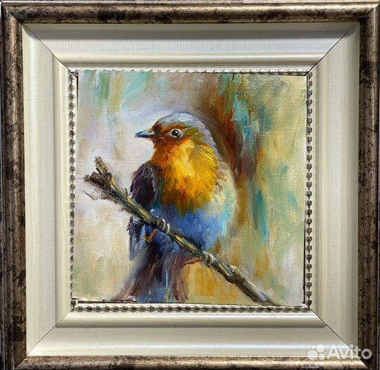 Картина маслом на холсте птичка