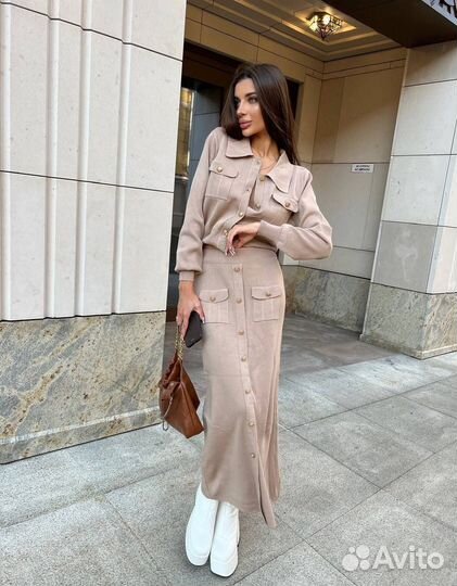 Вязаный костюм с юбкой, 42-46