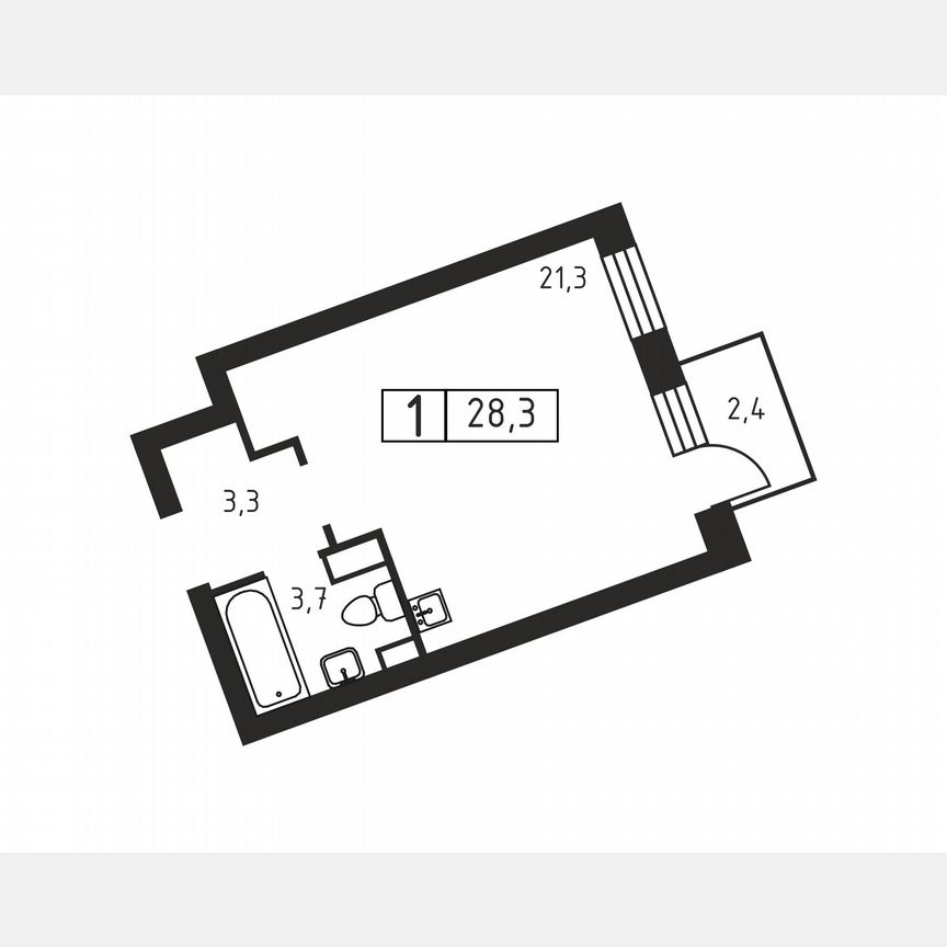Квартира-студия, 28,3 м², 2/3 эт.