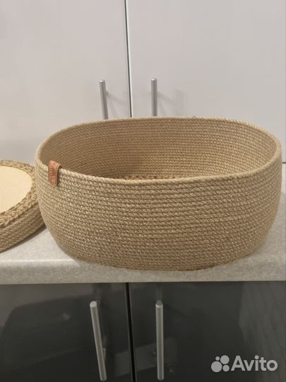 Корзина/хлебница из джута ручной работы