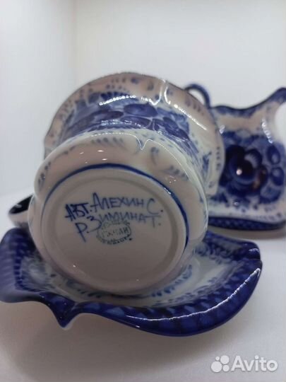 Сервиз чайный авторский Гжель