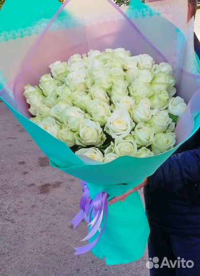 Белые розы букет гигант Доставка Челны