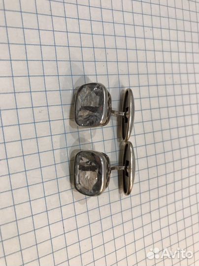 Запонки 875 пробы хрусталь