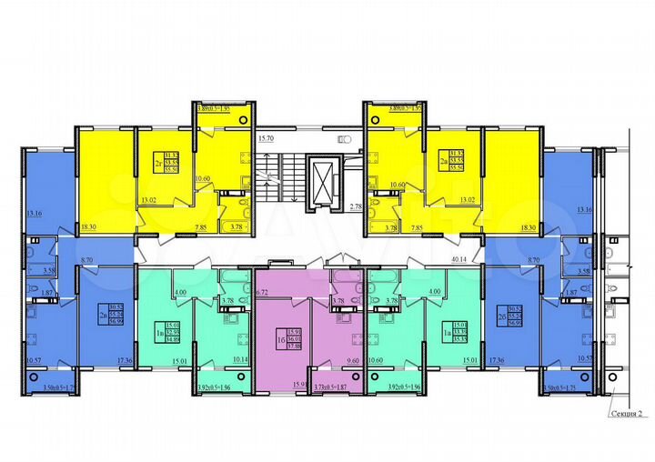 2-к. квартира, 57 м², 6/9 эт.