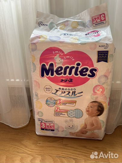 Подгузники Merries новые размер M (3)