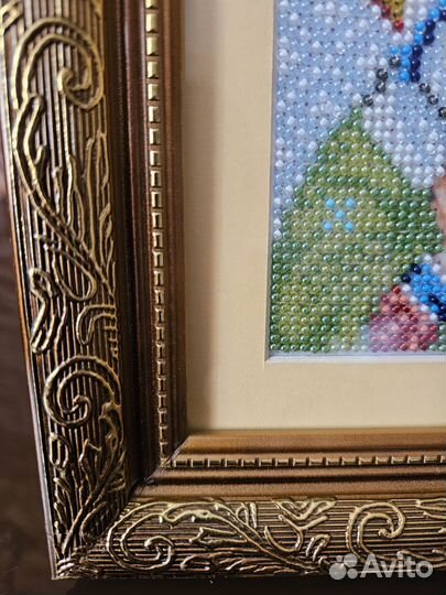 Икона Богородицы Умиление вышивка бисером