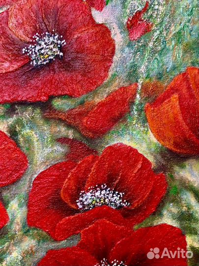 Картина маслом Маки Цветы