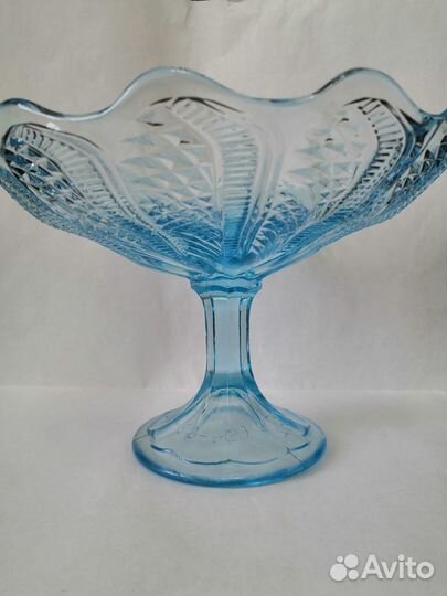 Ваза фруктовница, СССР, купорос, волнистый край