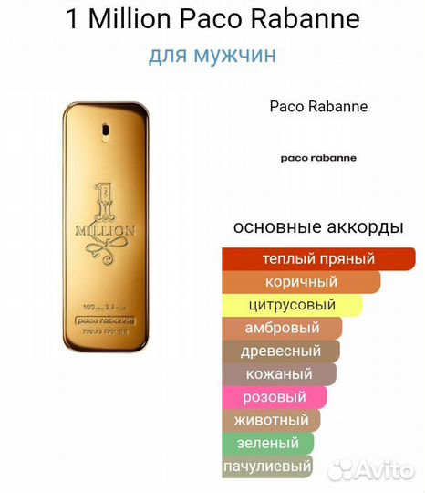 Парфюм мужской Paco Rabanne 1 Million духи мужские