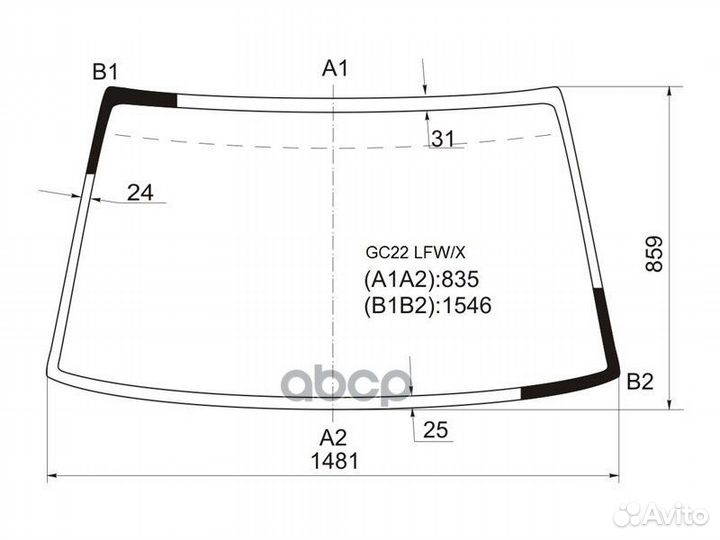 Стекло лобовое nissan vanette largo 87-92 GC22