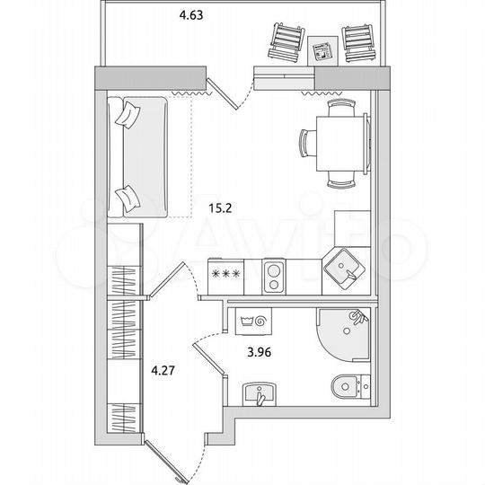 Квартира-студия, 28,1 м², 18/22 эт.
