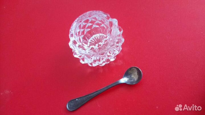 Хрустальная солонка с ложечкой