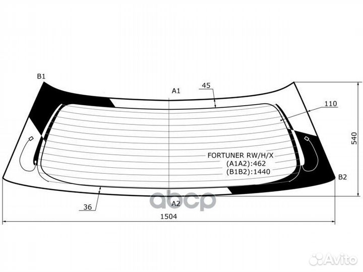 Стекло заднее (Цвет зеленый/ Обогрев) Toyota