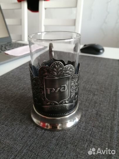 Мельхиоровый подстаканник со стаканом