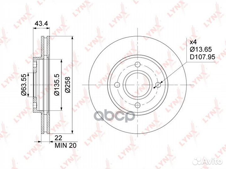 Диск тормозной передний (258x22) подходит для F