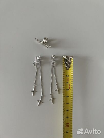 Серьги и кафф Miestilo серебряные