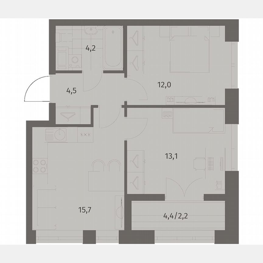 2-к. квартира, 51,8 м², 3/11 эт.