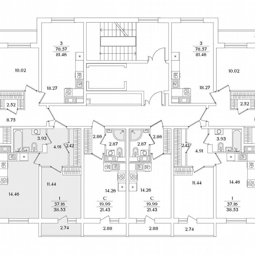 1-к. квартира, 38,5 м², 9/9 эт.