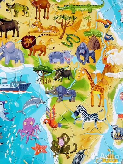 Новый Пазл Dodo в рамке Африка.53 детали,на подлож