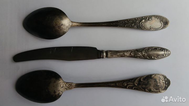 Ложка, нож, ссср, мнц, мельхиор