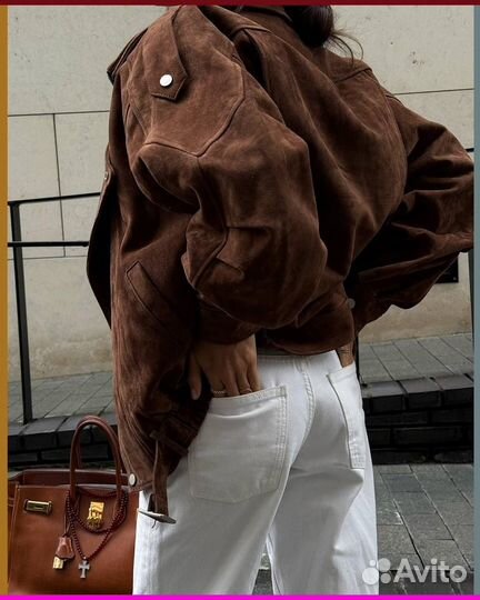 Бомбер-косуха женская коричневая кожа