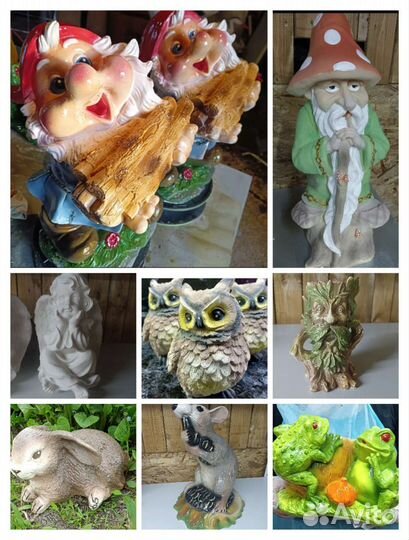 Садовые фигурки из гипса