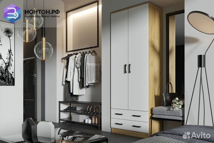 Шкаф Дуэт платяной дуб вотан / белый