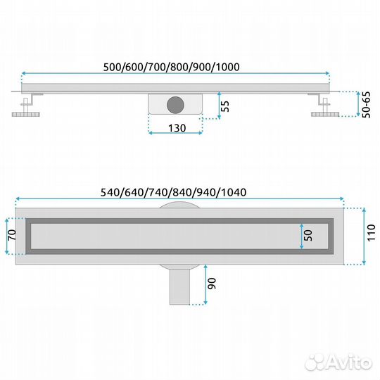 Душевой трап REA 600мм neox PRO PVD Gun Metall