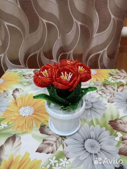 Цветочки из бисера