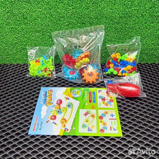 Болтовая мозаика-конструктор с шестеренками 133дет