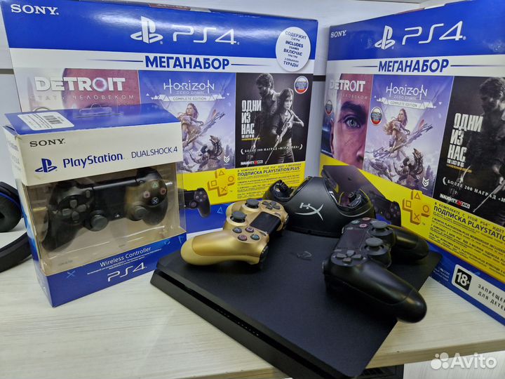 Игровая приставка ps4 slim 1tb + 2 джойстика