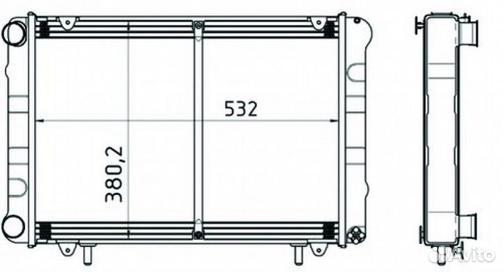 Радиатор ГАЗель-Бизнес 3х рядный медный 33027