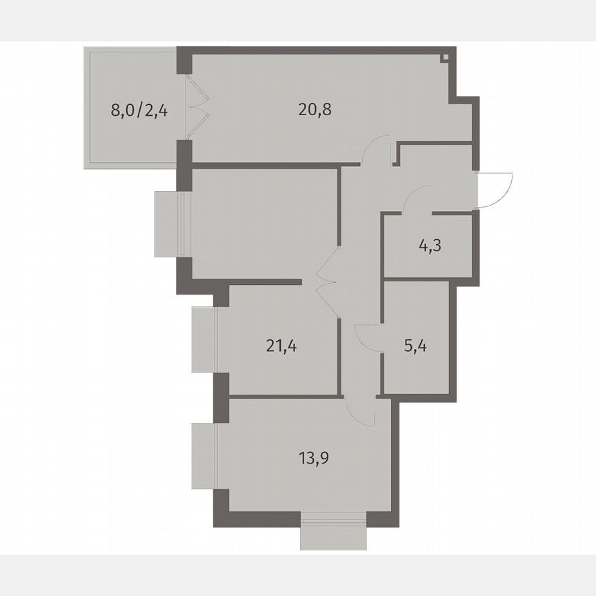 2-к. квартира, 79,5 м², 1/8 эт.