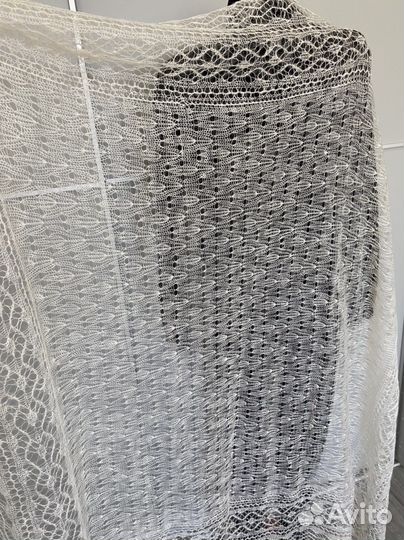 Платок пуховый Большая белая пуховая паутинка