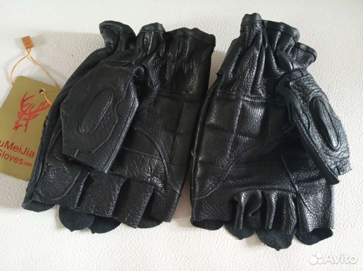 Митенки тактические кожаные