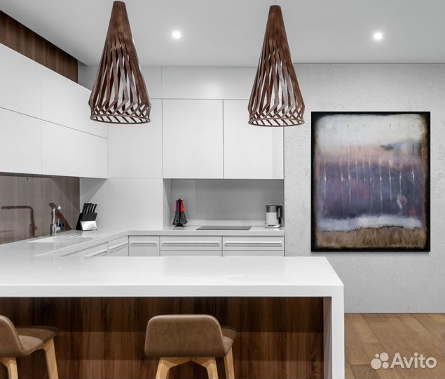 Абстракция картина масло 120х100 см фиолетовая