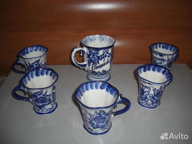 Чашка-кружка Гжель с именем, Чайный сервиз