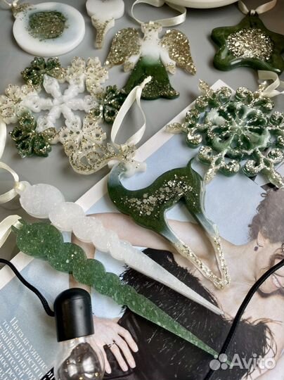 Набор из 9-ти елочных игрушек ручной работы