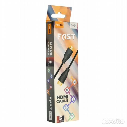 Кабель hdmi - hdmi FaisON KH-94 Fast, 5.0 м, 4k, 3